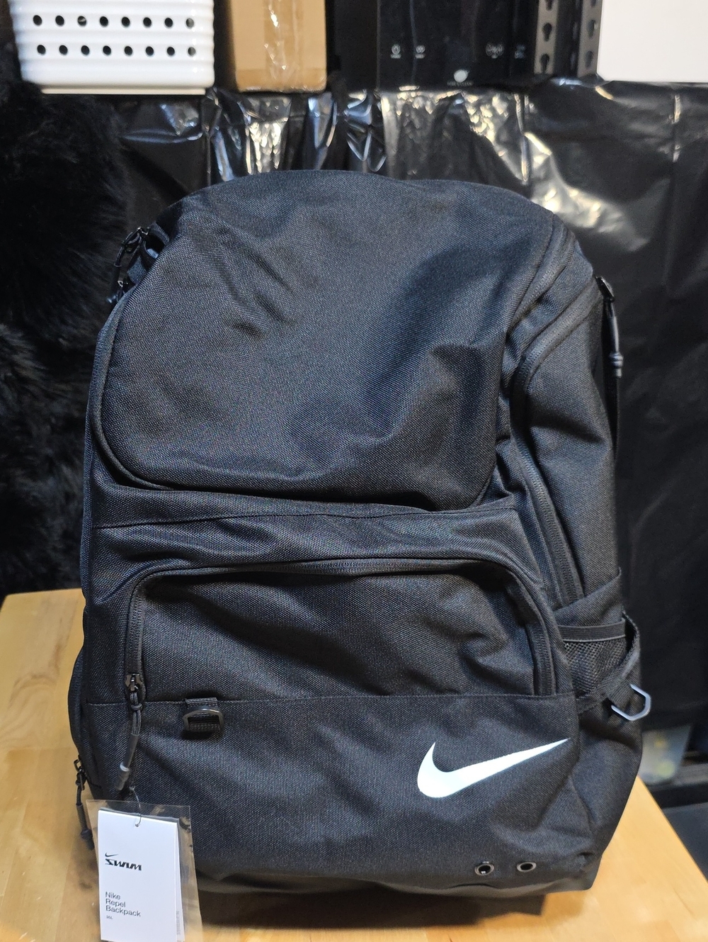 Nike Black Backpack with White Swoosh - Men's Everyday Pack